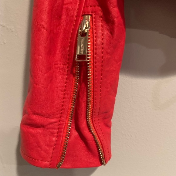 Like new Michael Kors red leather moto jacket - Picture 7 of 12